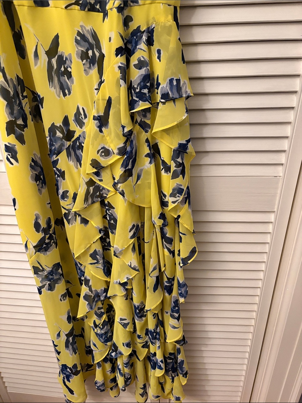 Eliza J Yellow Floral Halter Ruffle Maxi Dress - Picture 3 of 8